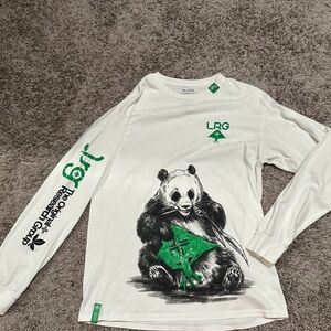 LRG Men’s medium  Panda Graphic Long Sleeve Shirt - White and Green